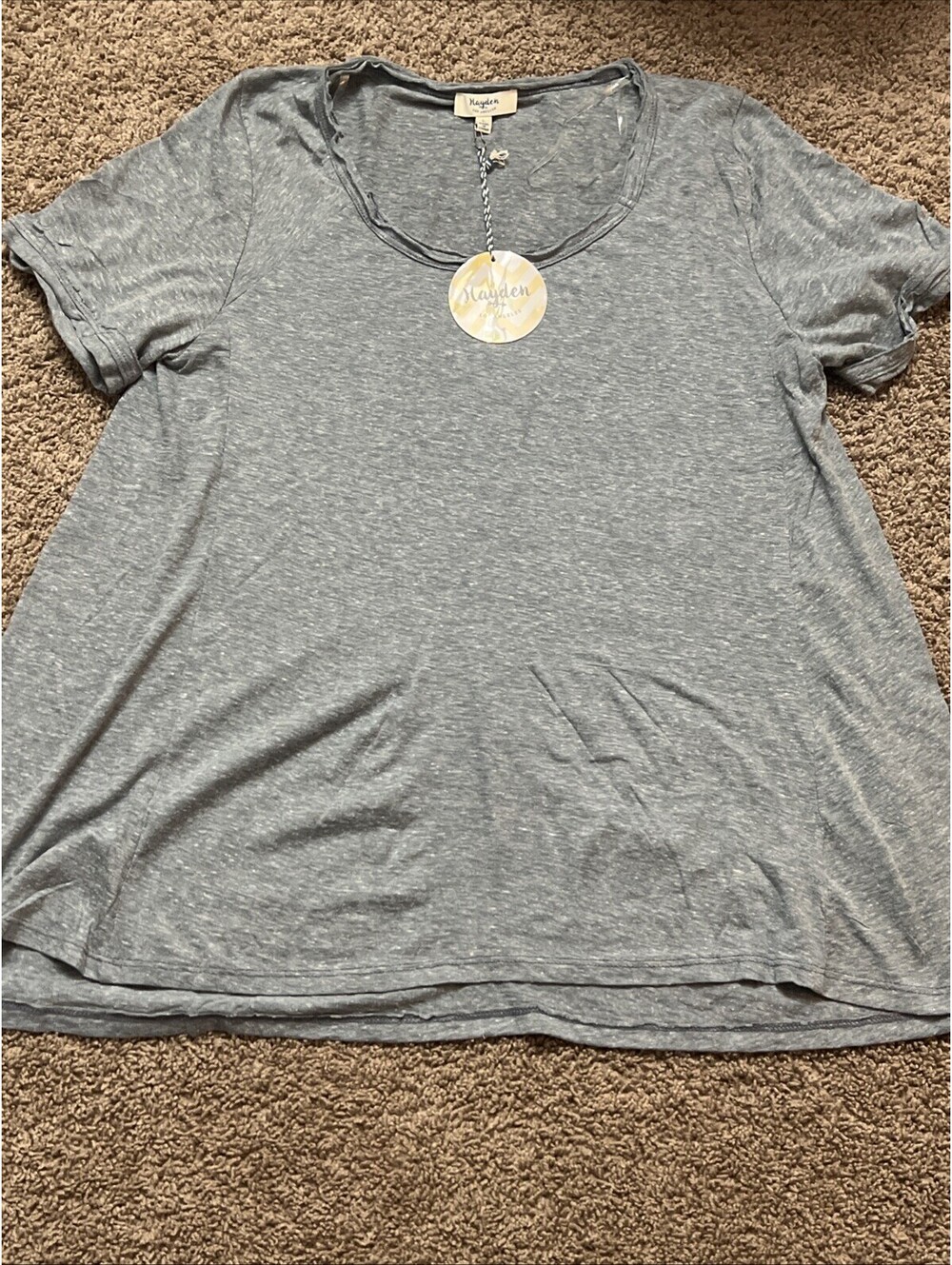 New HAYDEN Top Blouse Shirt Blue KNIT Large Flowy